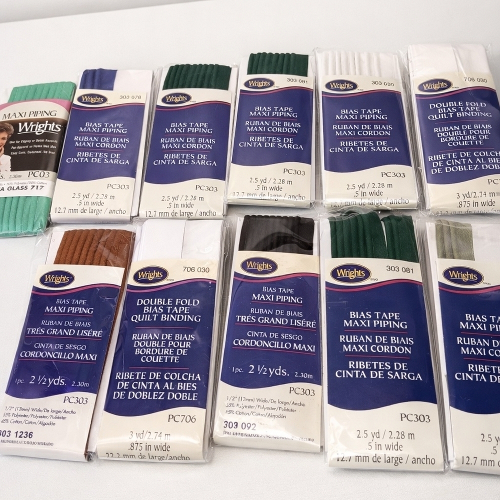 Wrights Bias Tape Maxi Piping Assorted Colors